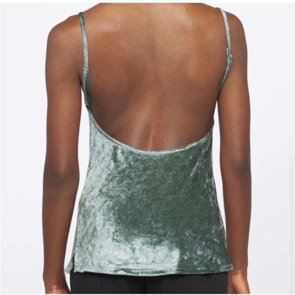 FREE PEOPLE All Night Velvet Tunic Strappy Tank Top Green - Picture 5 of 12